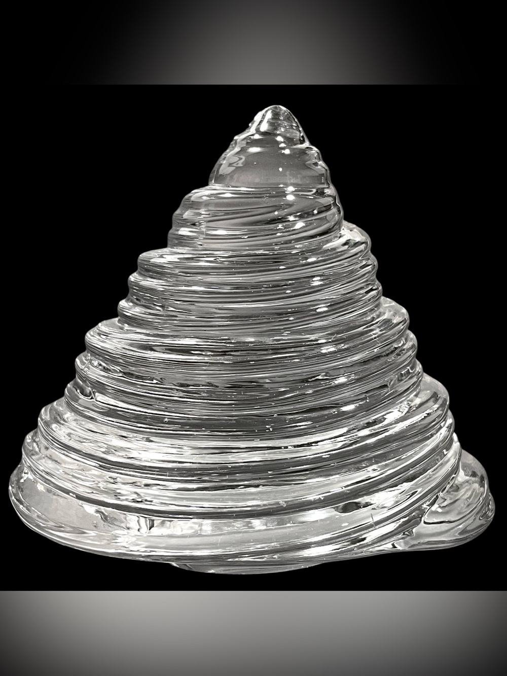 Vintage 1990s OCI Omnibus Clear Glass Spiral Shell Paperweight - Made in Taiwan